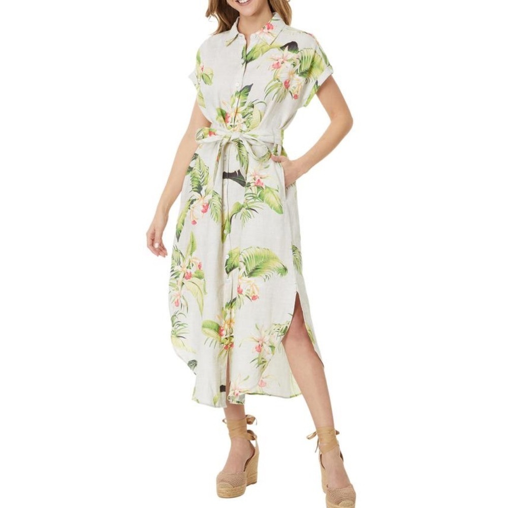 Tommy Bahama La Brisa Tropical Blooms Linen Shirtdress